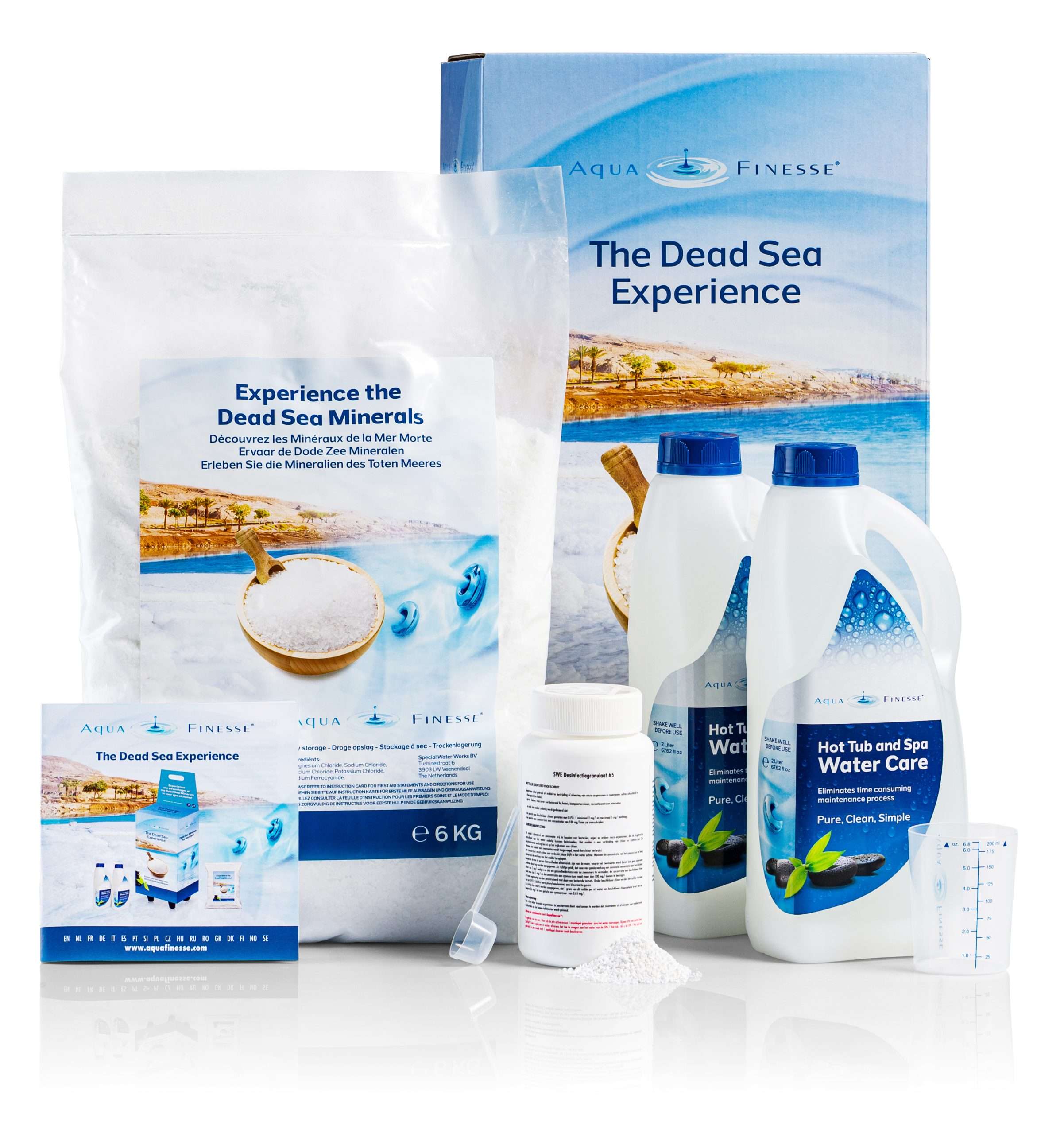 Aquafinesse Dead Sea Experience Kit 6kg and water care bundle at Castle Hot Tubs Pembrokeshire, Swansea and South Wales Aquafinesse Dead Sea Experience Kit 6kg and water care bundle at Castle Hot Tubs Pembrokeshire, Swansea and South Wales