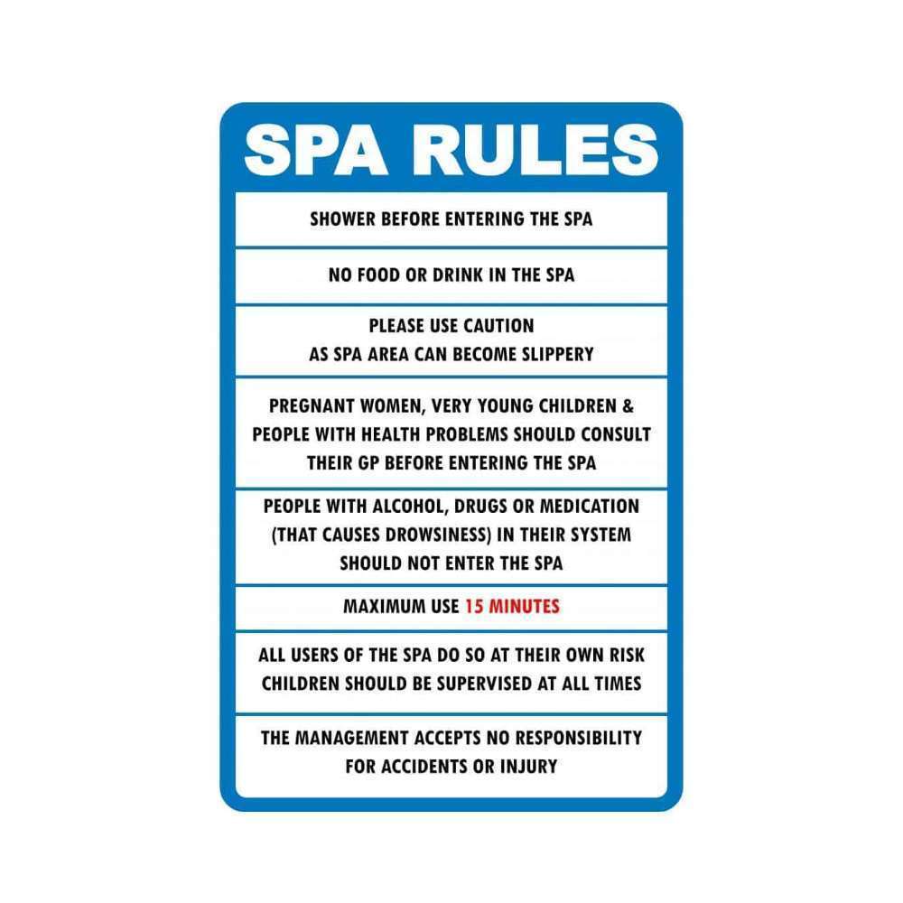 SpaRules spa rules sign
