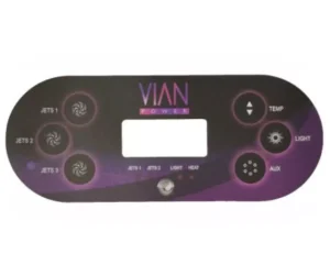 Vian Power TP600 Topside Control Panel Overlay Sticker - 3 Pumps + Aux Hot Tub at Castle Hot Tubs Pembrokeshire, Swansea and South Wales