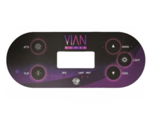 Vian Power TP600 Topside Control Panel Overlay Sticker - 3 Pumps + Aux Hot Tub at Castle Hot Tubs Pembrokeshire, Swansea and South Wales